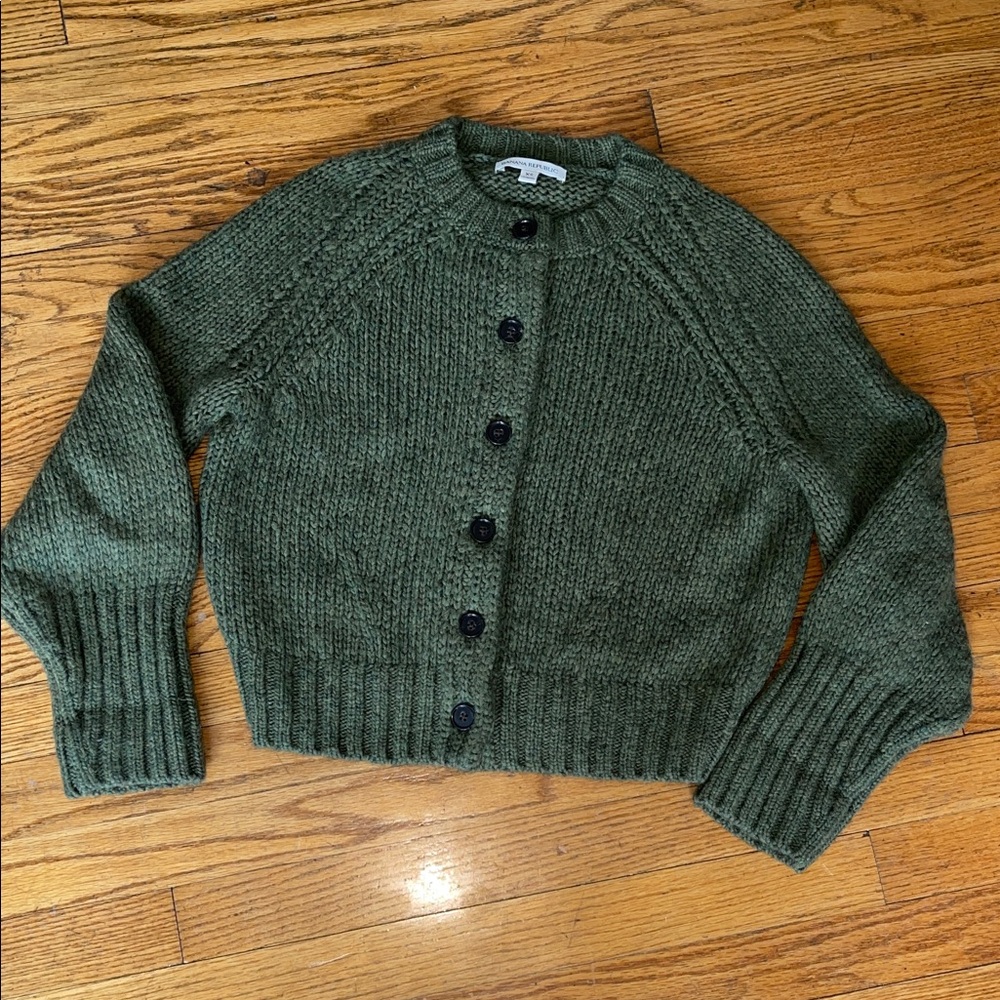 Moss Green Alpaca Blend Chunky Cardigan